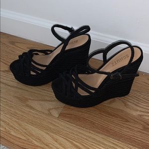 Schutz black braided wedges